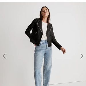 Madewell Leather Jacket - The Washed Leather Motorcycle Jacket (Size Medium)